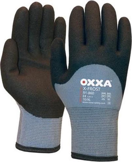 Oxxa X-Frost werkhandschoenen met naadloos gebreide voering van acryl, voor koude omgevingen.