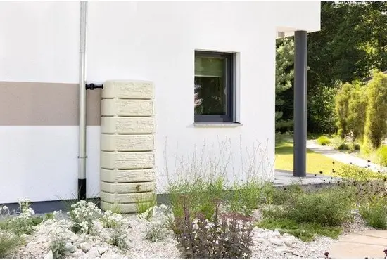 Slim Stone decor regenton van 500 liter in beige kleur.